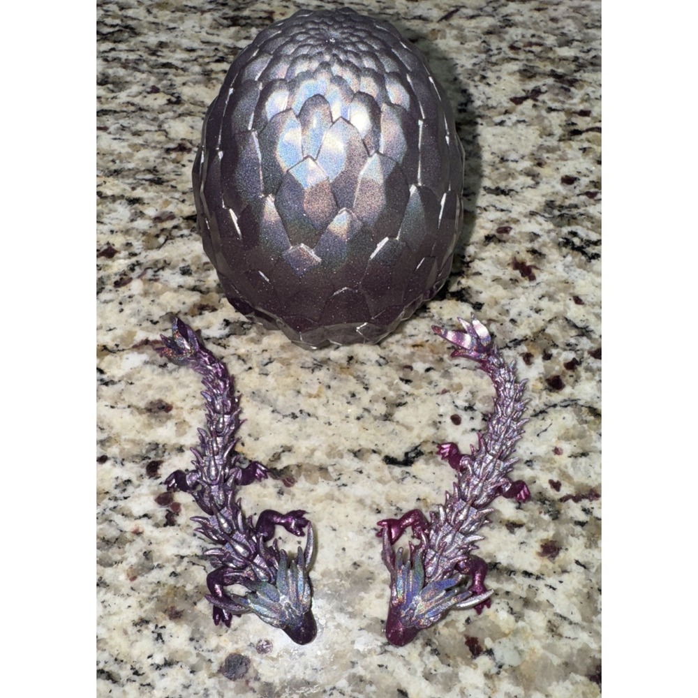 Crystalynx Dragons Twin Dragons Silver & Purple Egg #43